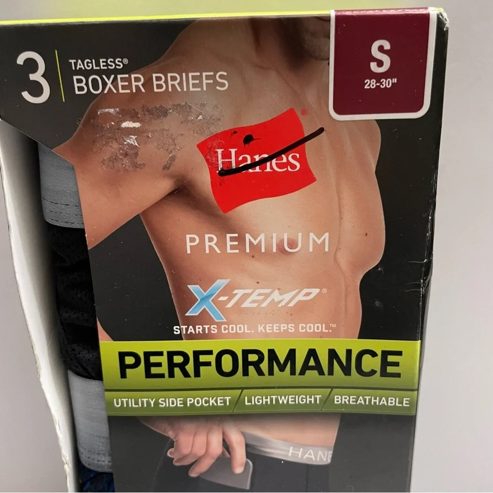 Hanes 3 Tagless Bóxer Briefs Men’s Size S